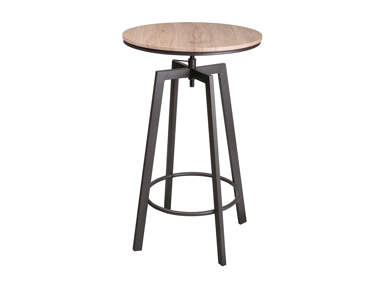 Table haute ronde design industriel Factory - Diam. 60 x H. 93 cm - Marron