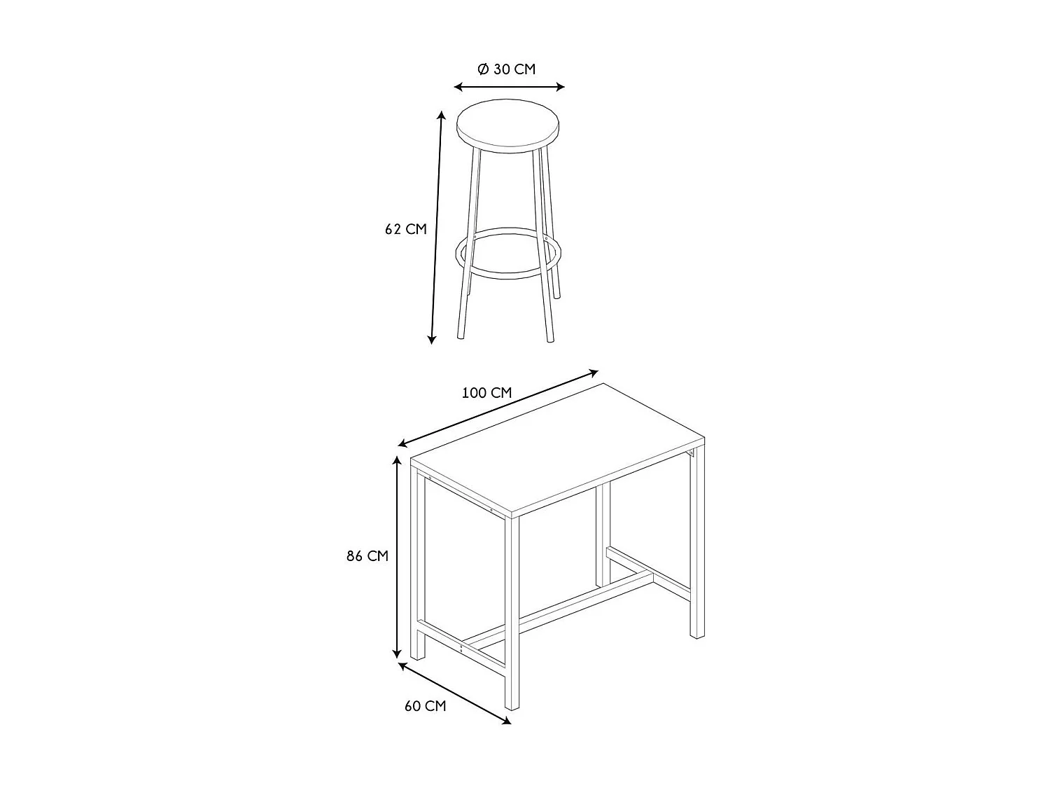 Ensemble mange debout et 4 tabourets Kalo - Marron et noir