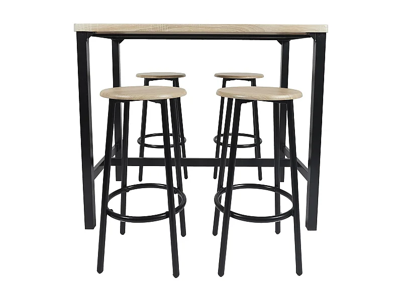 Ensemble mange debout et 4 tabourets Kalo - Marron et noir