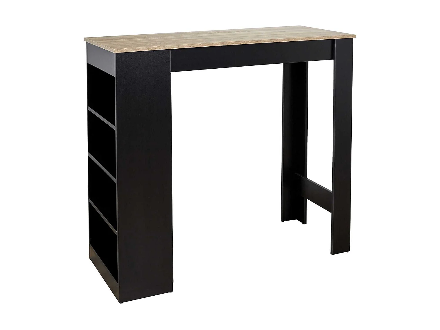 Table de bar mange debout Cheers avec 4 niches de rangement en MDF - Noir et Marron