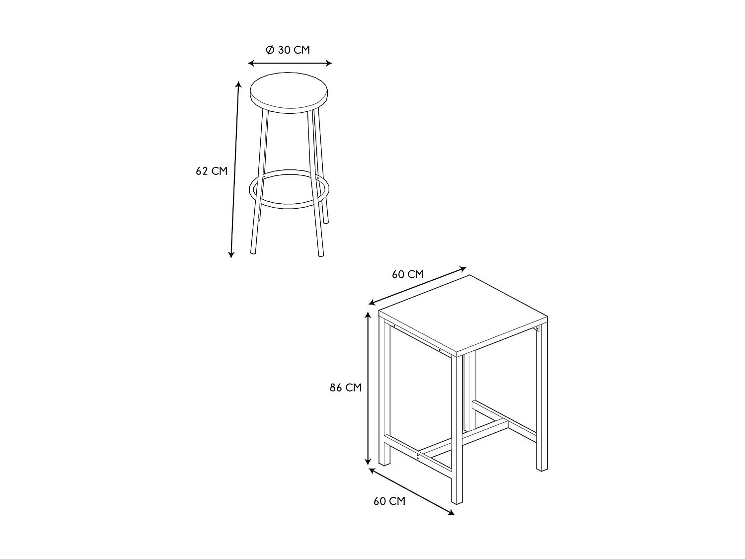 Ensemble mange debout et 2 tabourets Kalo - Marron et noir