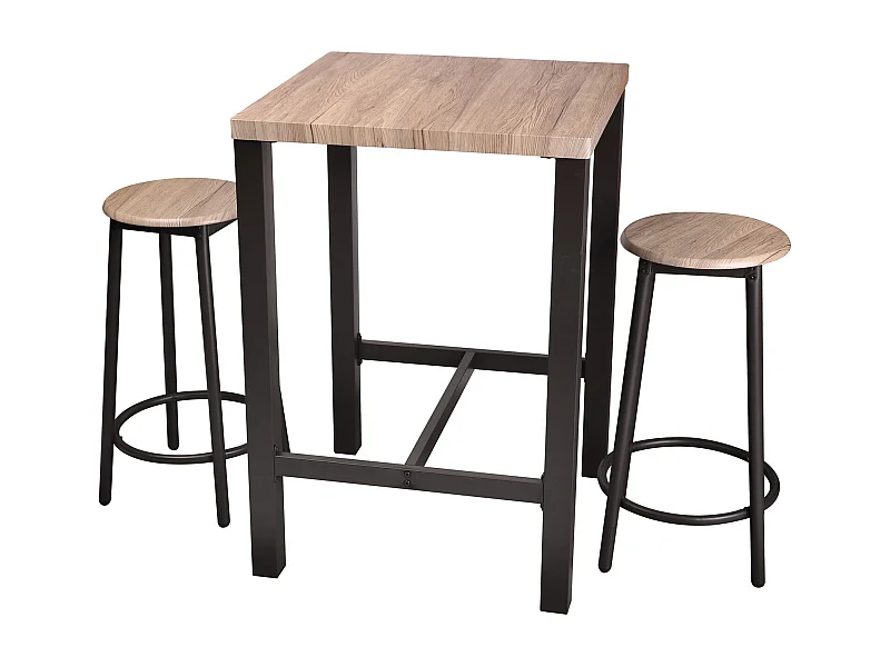 Table bar avec tabourets indus Dock - Noir