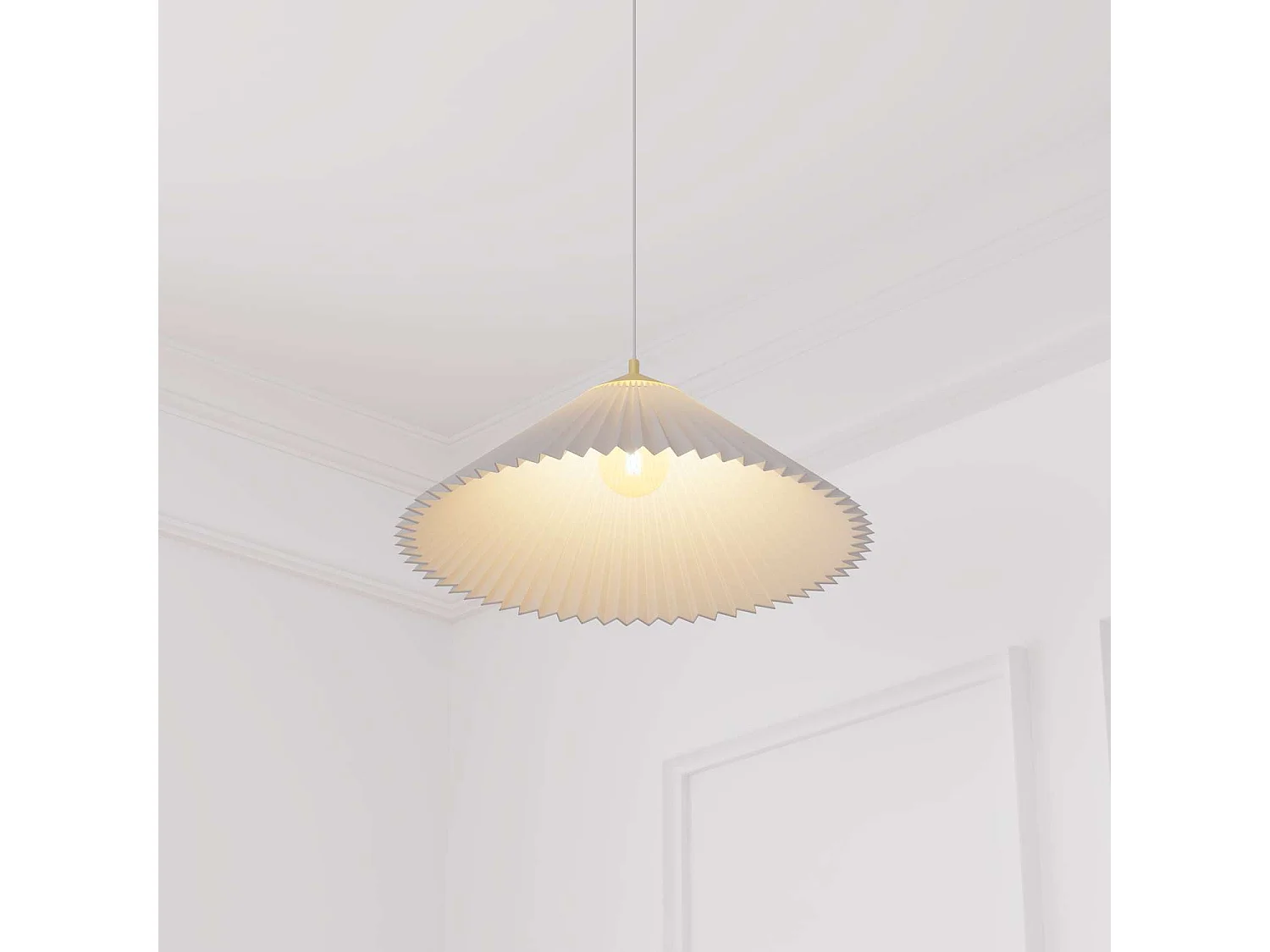 Suspension plissée - H. 49 cm - Blanc