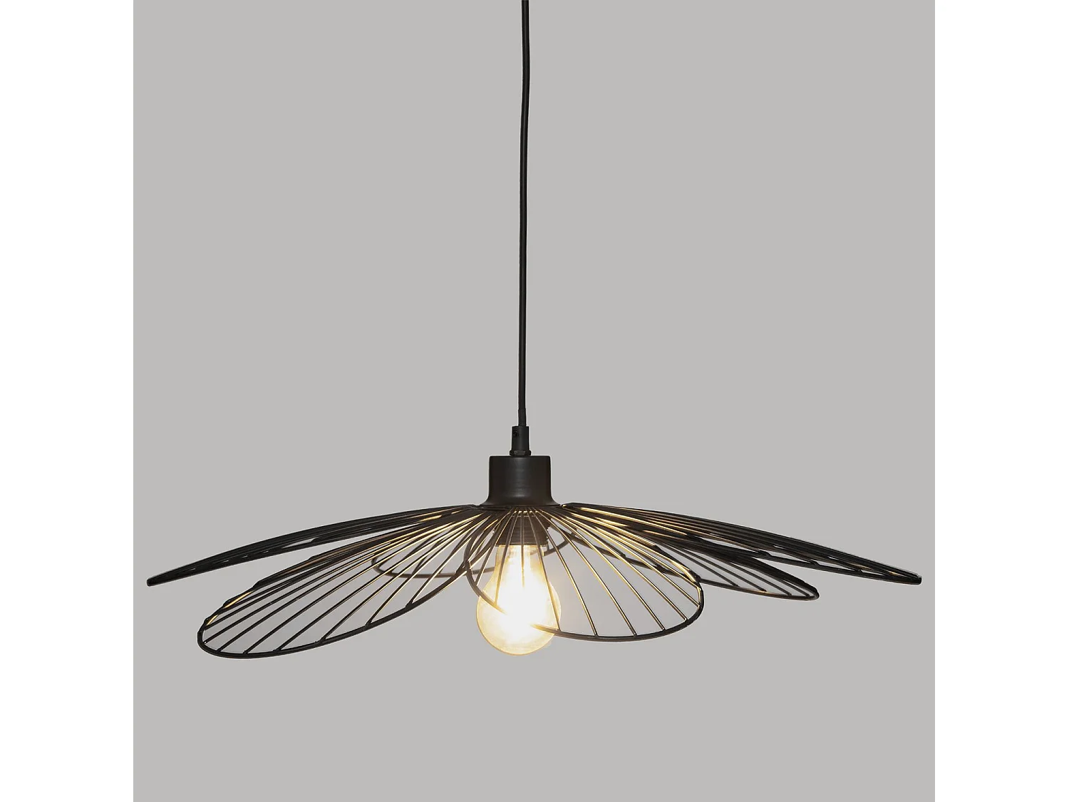 Suspension fleur en métal - Diam 57 cm - Noir