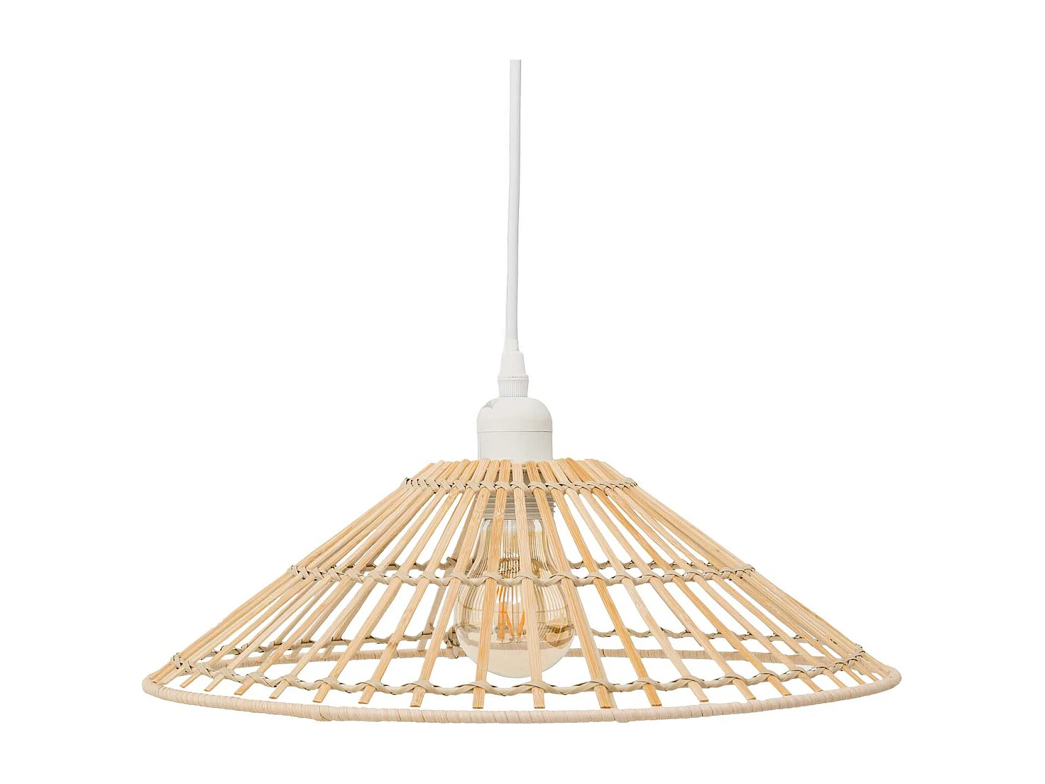 Suspension cône en bambou naturel - Diam 36 cm - Beige