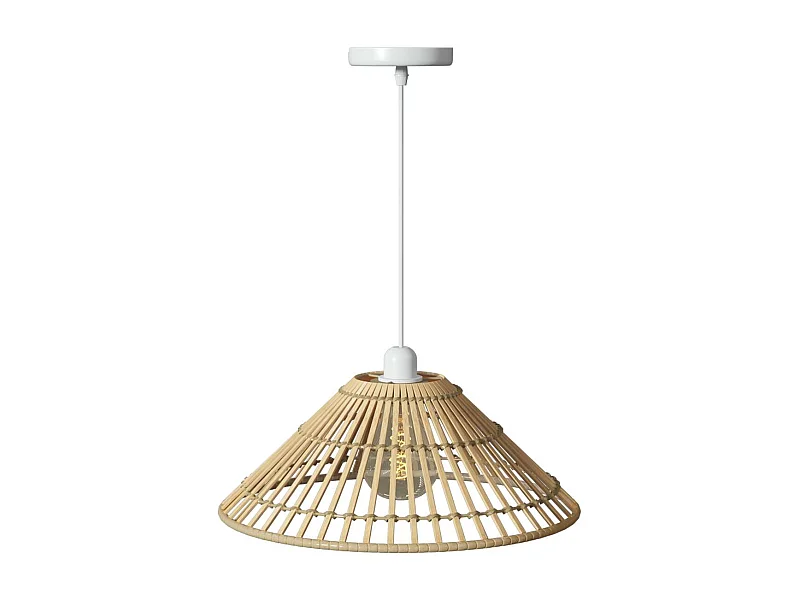 Suspension cône en bambou naturel - Diam 36 cm - Beige