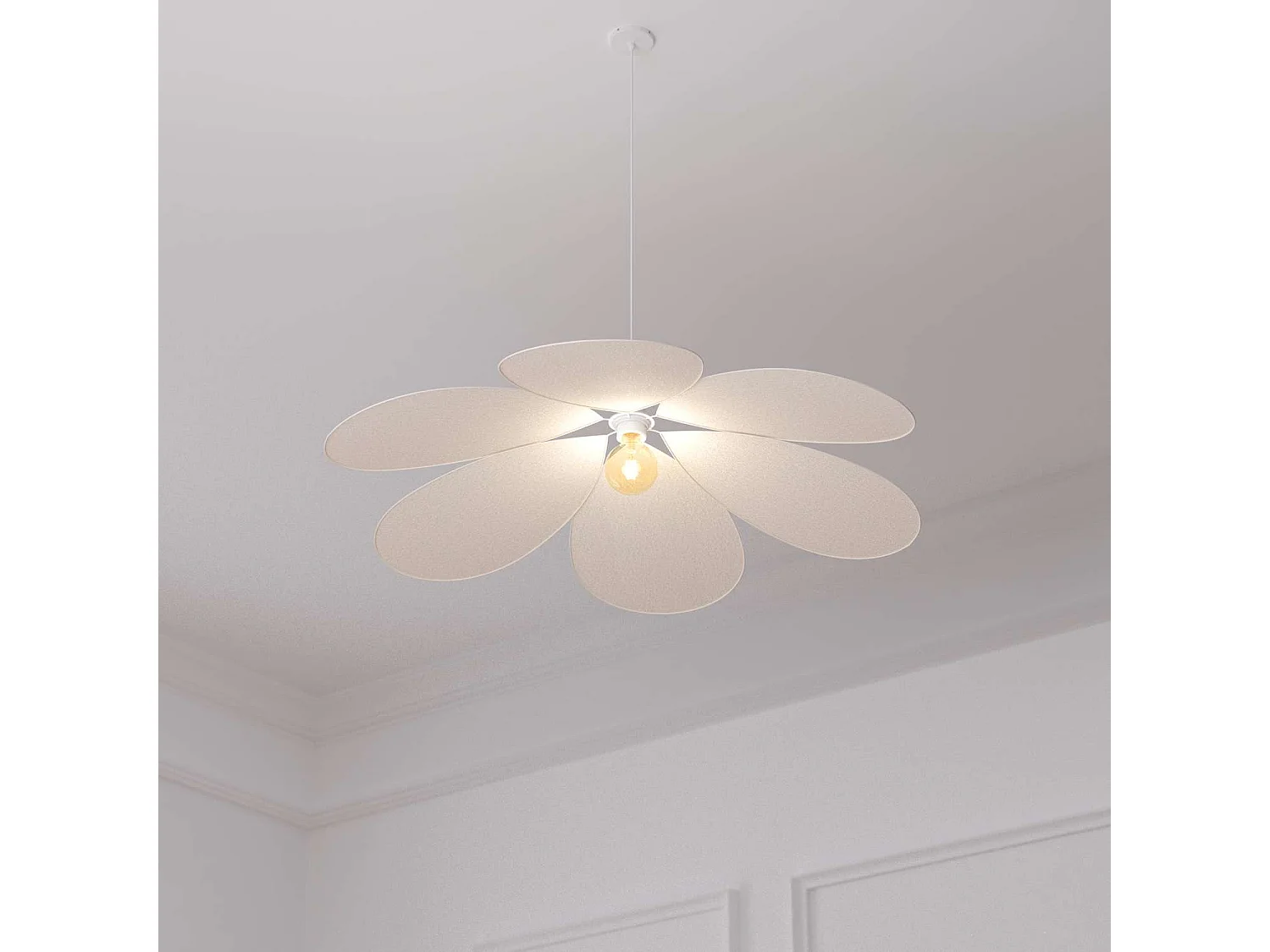 Suspension en lin FLEUR - Diam 72 cm - Beige