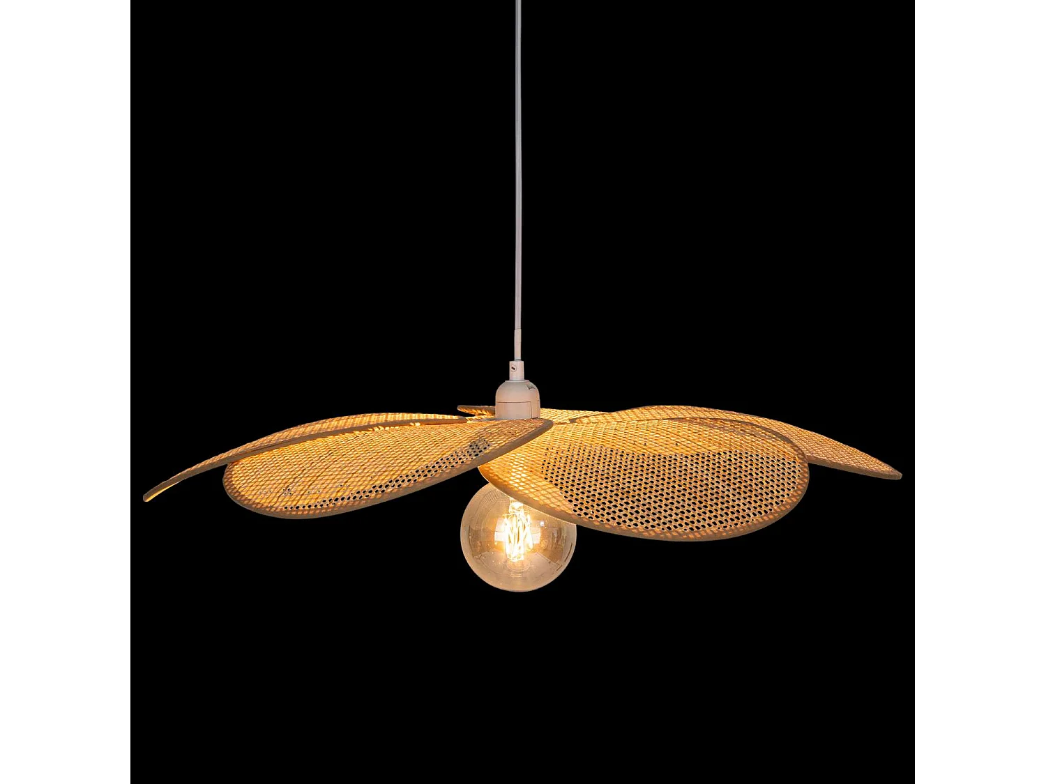 Suspension en bois et acier PETALES - Diam 62 cm - Beige