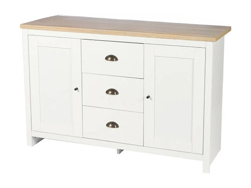 Buffet 2 portes et 3 tiroirs en bois HANOI - Blanc