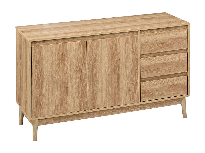 Buffet 2 portes et 3 tiroirs Liam en bois - Marron