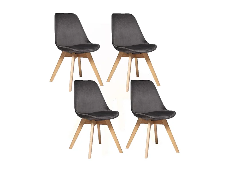Lot de 4 Chaises effet velours Baya