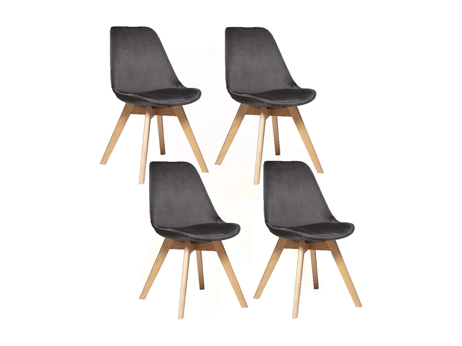 Lot de 4 Chaises effet velours Baya