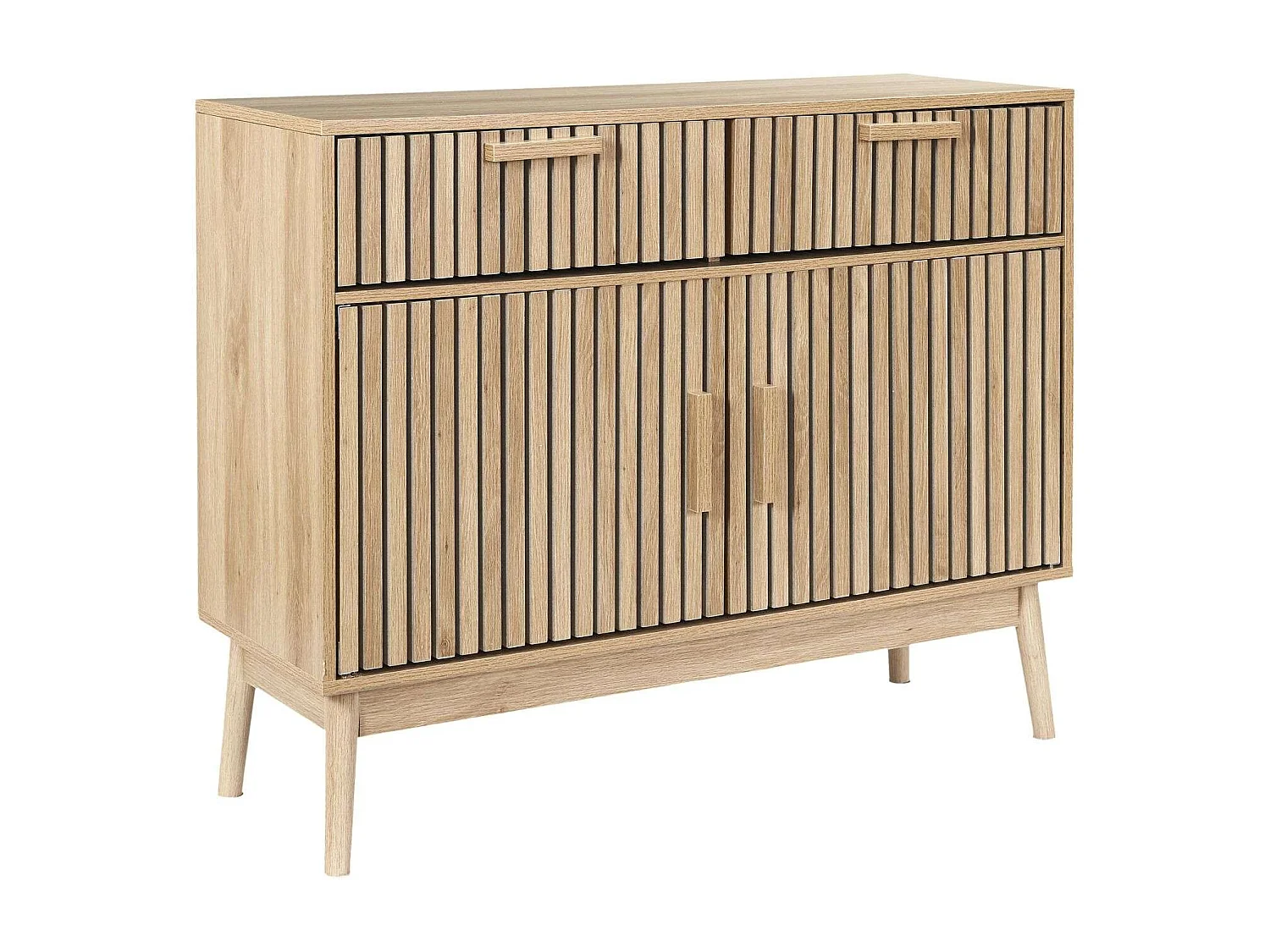 Buffet 2 tiroirs et 2 portes Saulk en bois - Marron