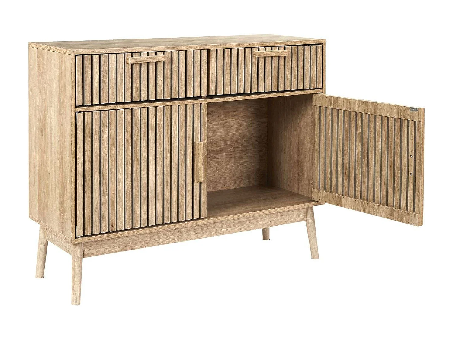 Buffet 2 tiroirs et 2 portes Saulk en bois - Marron