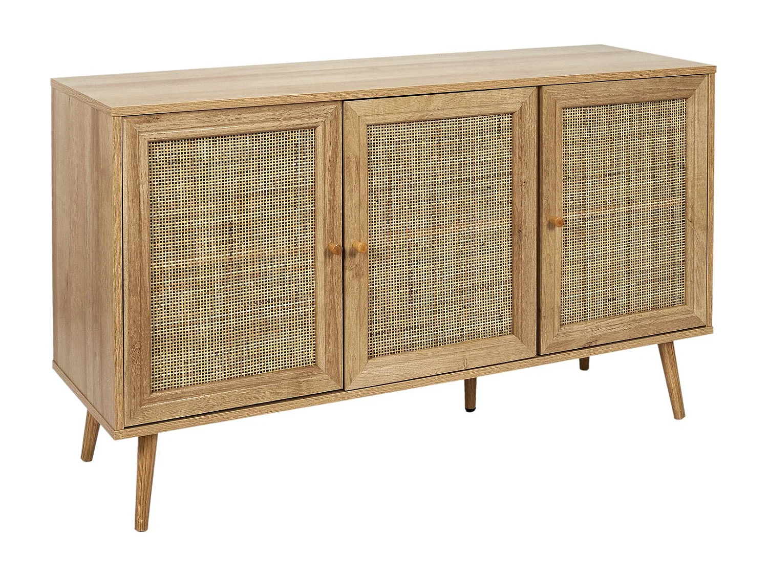 Buffet 3 portes en cannage et panneaux de particules