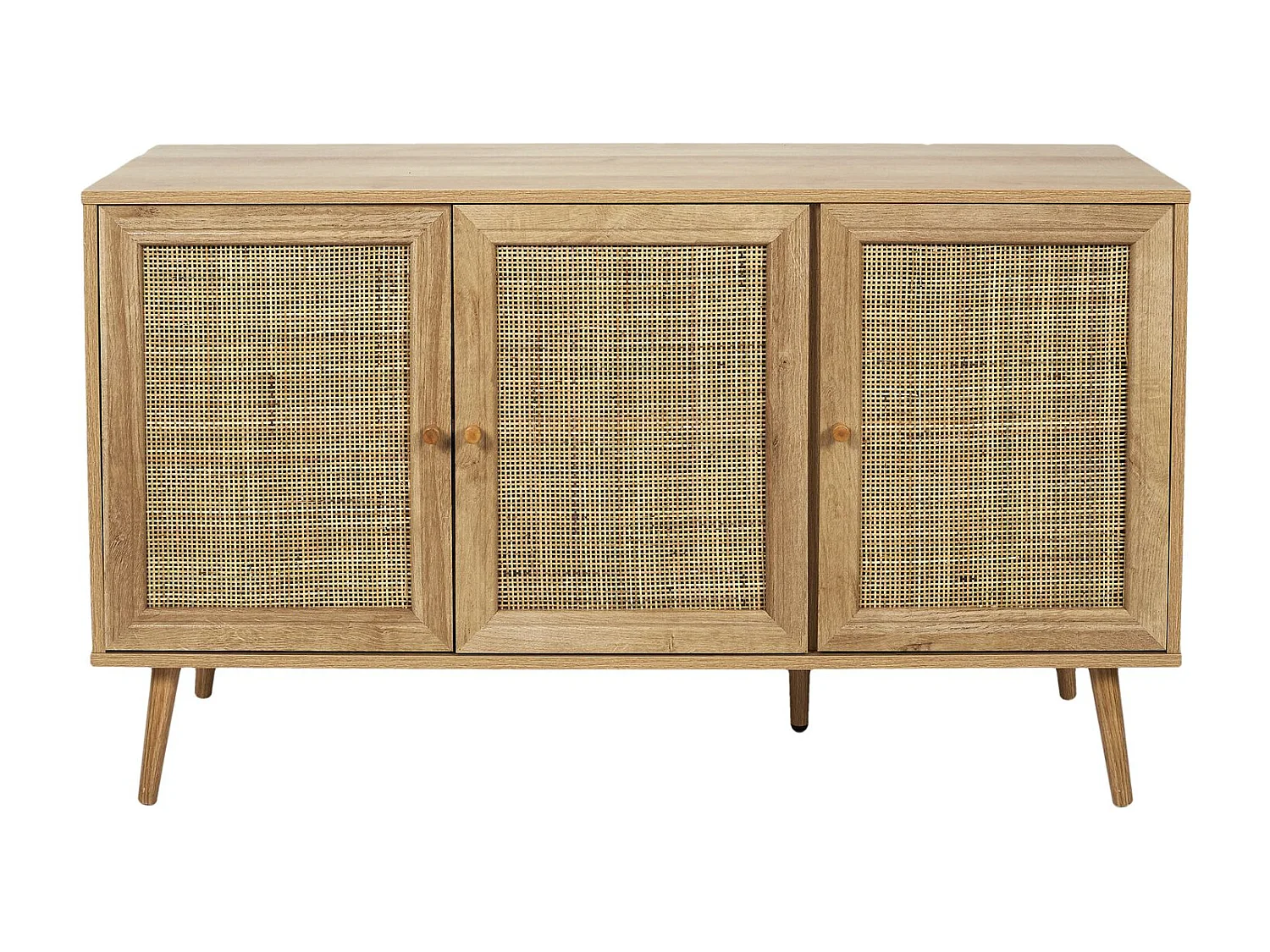 Buffet 3 portes en cannage et panneaux de particules