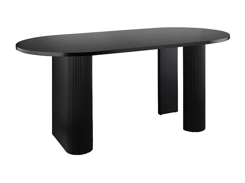 Table à manger ovale en bois pour 6 personnes OLOVA - Noir