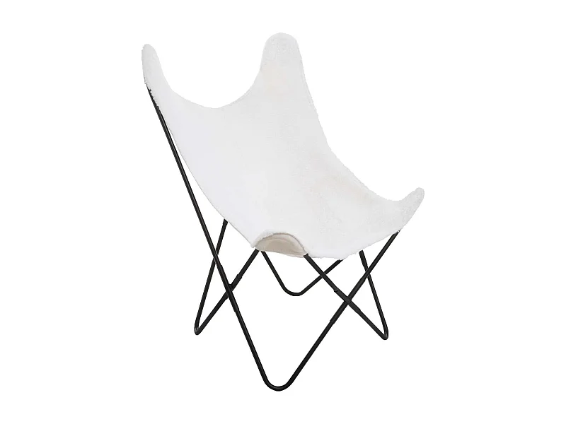 Fauteuil papillon imitation fourrure OSLO - Blanc