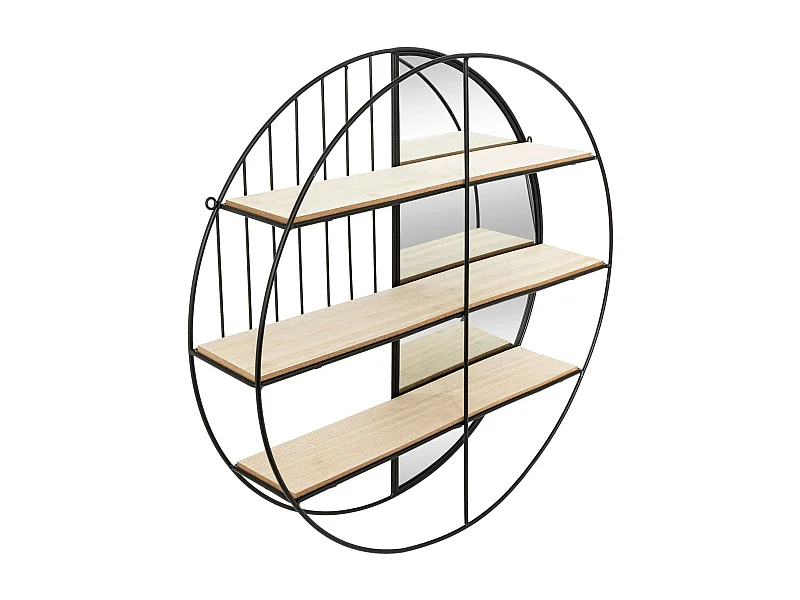 Étagère en métal et fibres de bois avec miroir - Noir