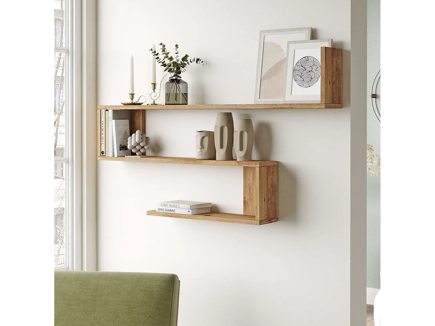 Etagère murale 3 tablettes Oscillia en bois
