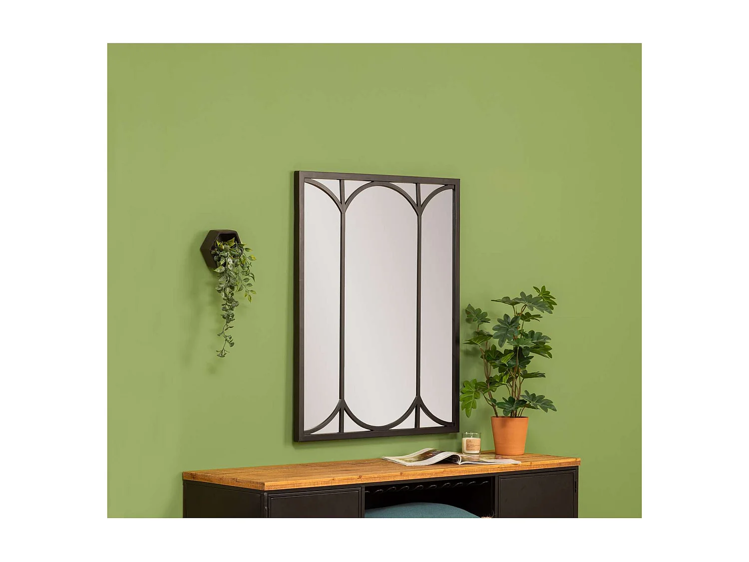 Miroir style verrière - 74 x 90 cm - Noir