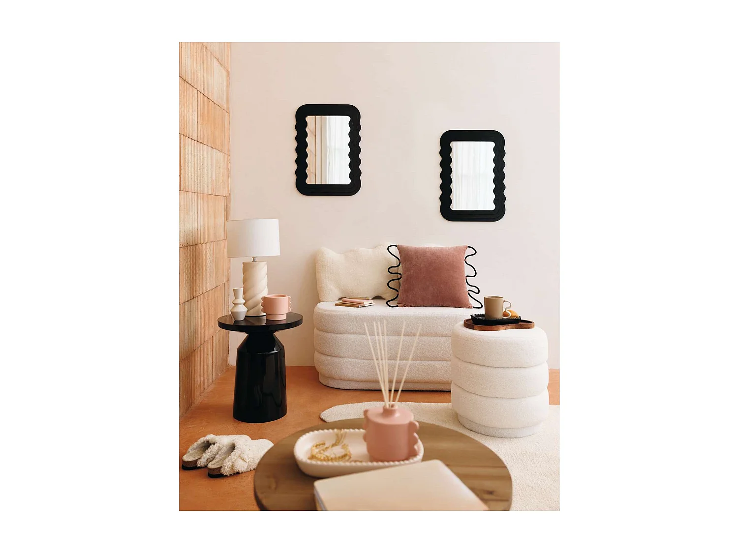 Miroir en bois VAGUES - 40 x 55 cm - Noir