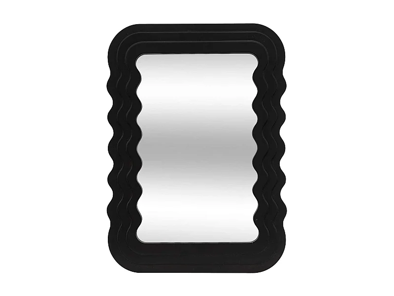 Miroir en bois VAGUES - 40 x 55 cm - Noir