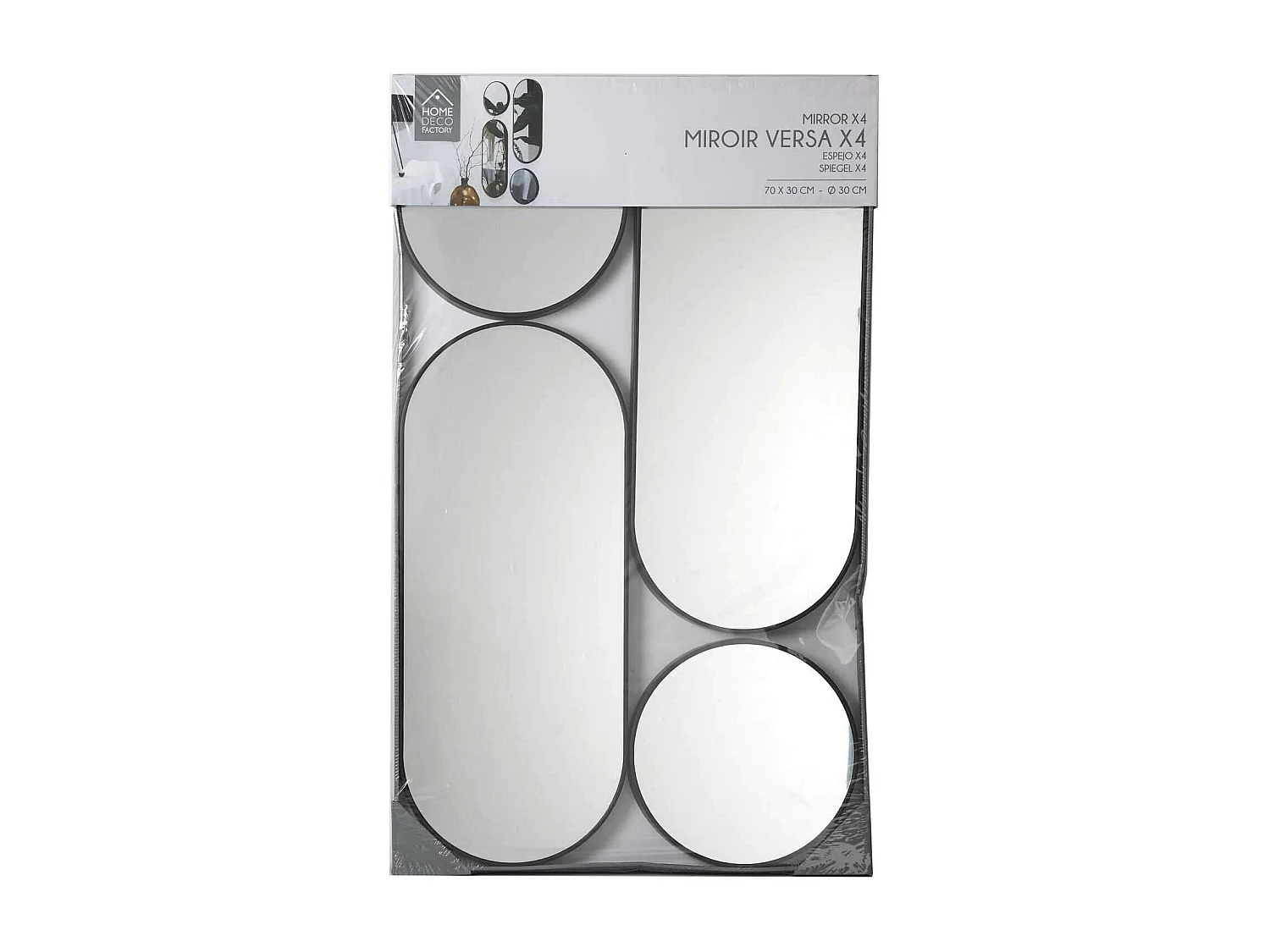 Lot de 4 miroirs ronds et ovales - Noir