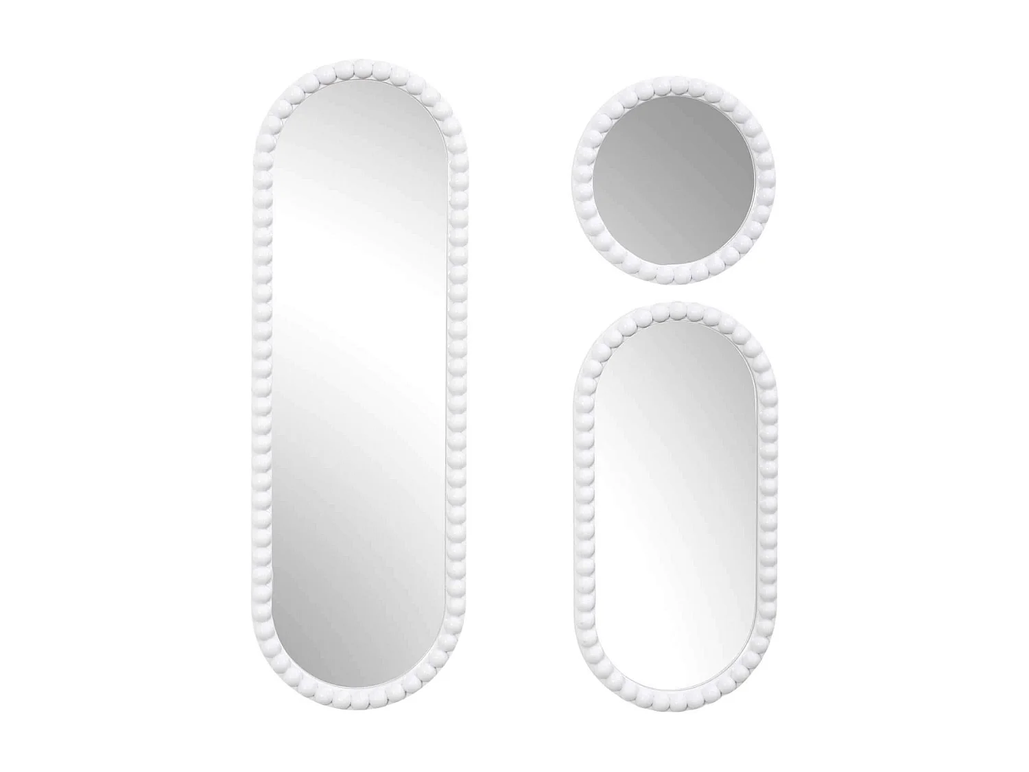 Lot de 3 miroirs ronds et ovales - Blanc