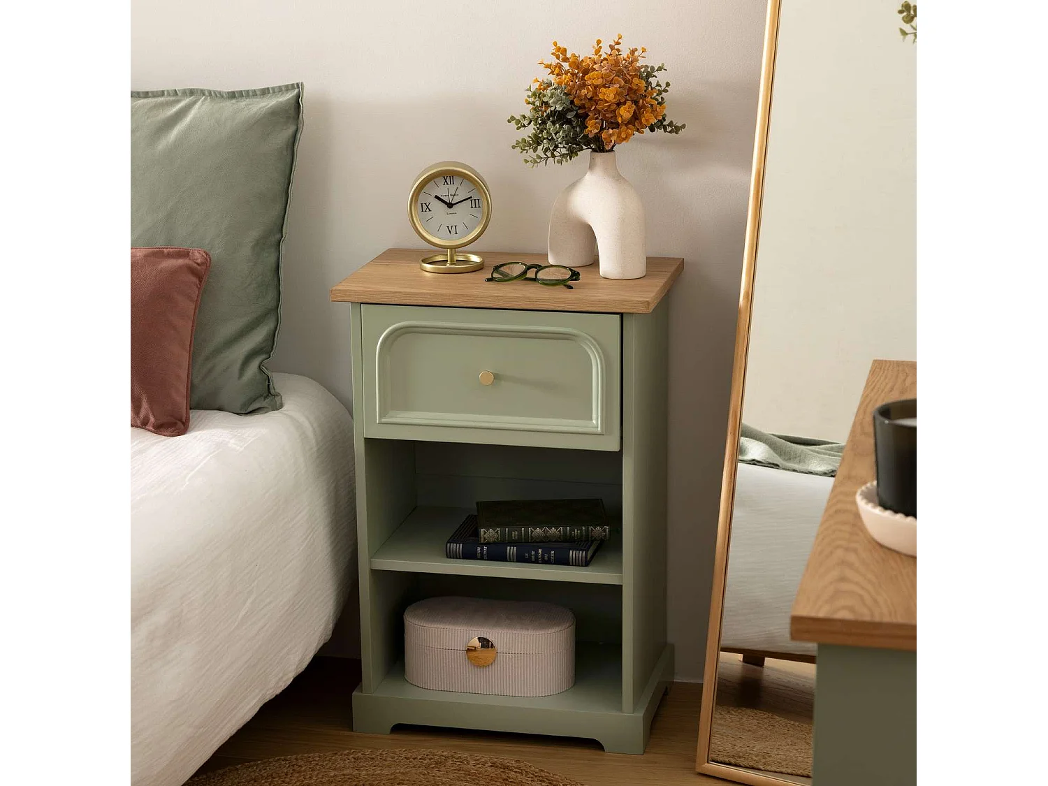 Table de chevet en bois MOHEA - Vert