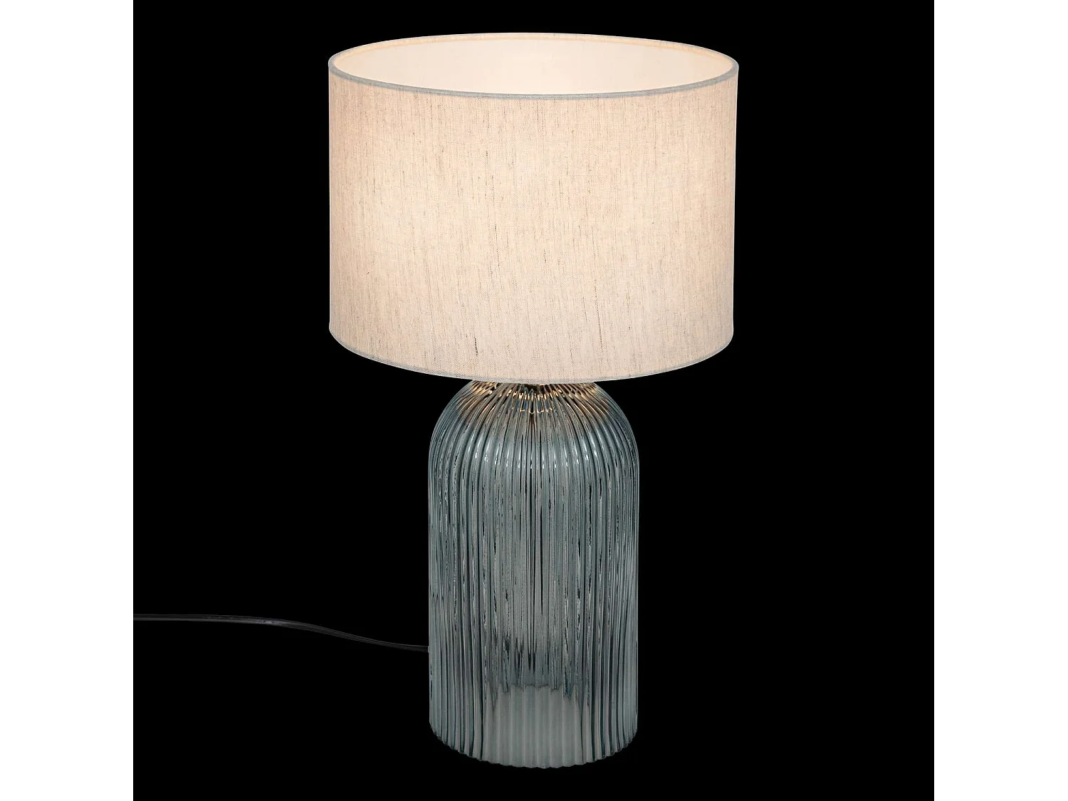 Lampe cylindre en verre - H. 42,5 cm - Bleu