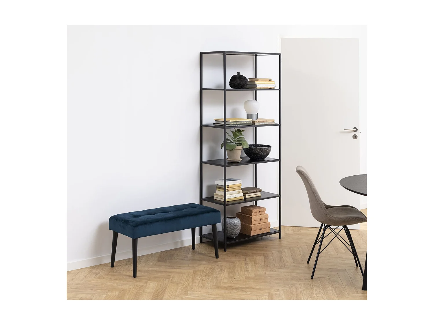 Banc 2 places Bella en métal et tissus effet velours