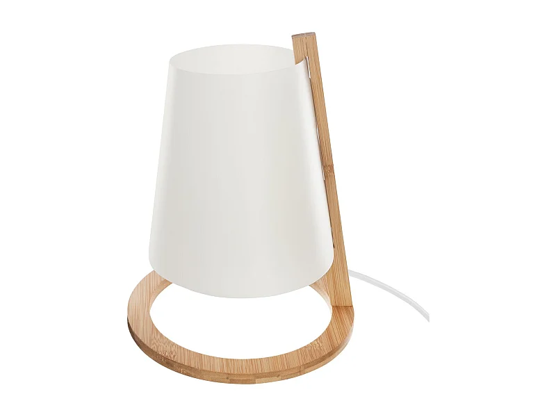 Lampe en bambou Scandi - Diam. 20 cm - Blanc