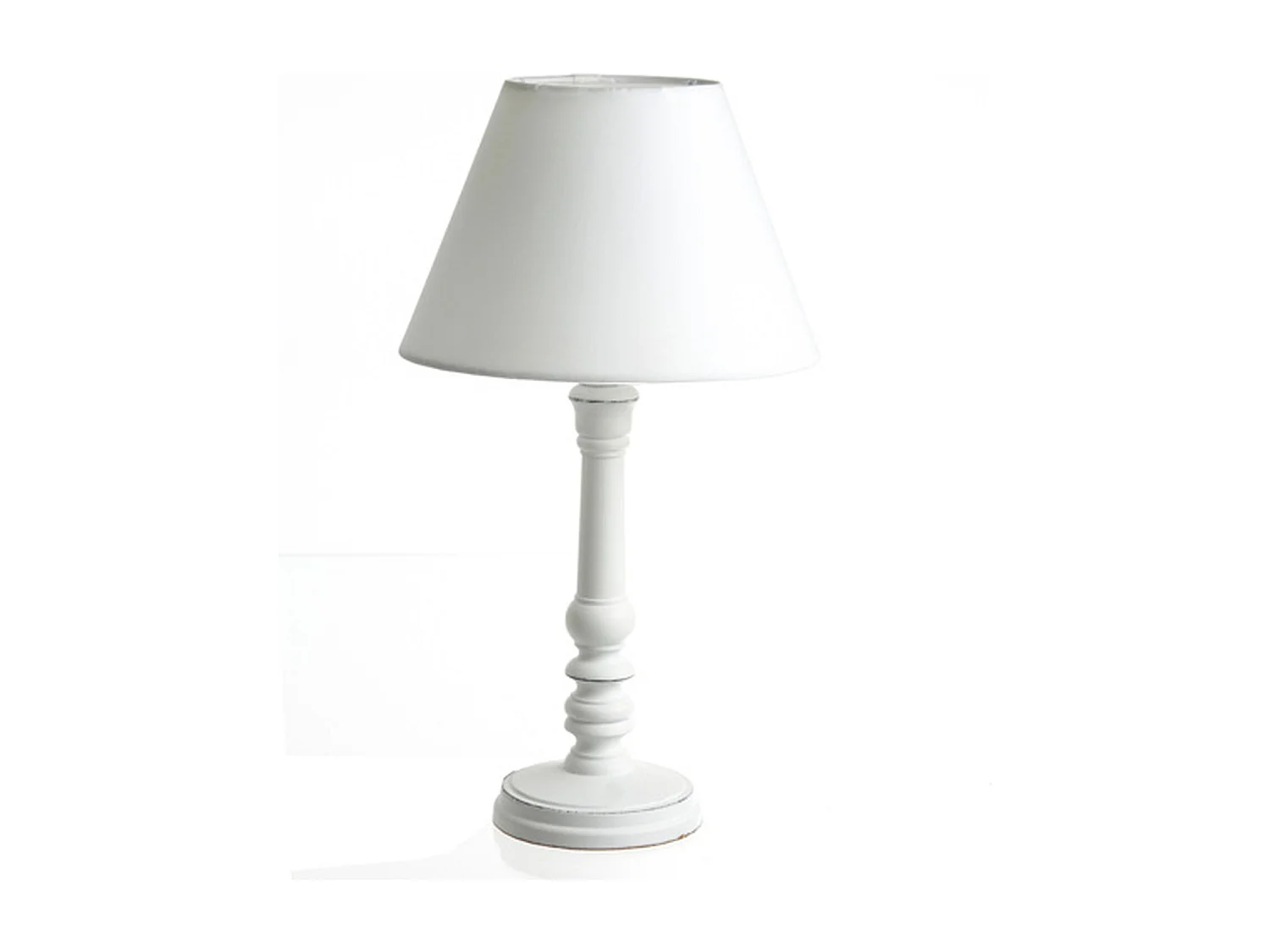Lampe Bois - H. 36 cm - Blanc