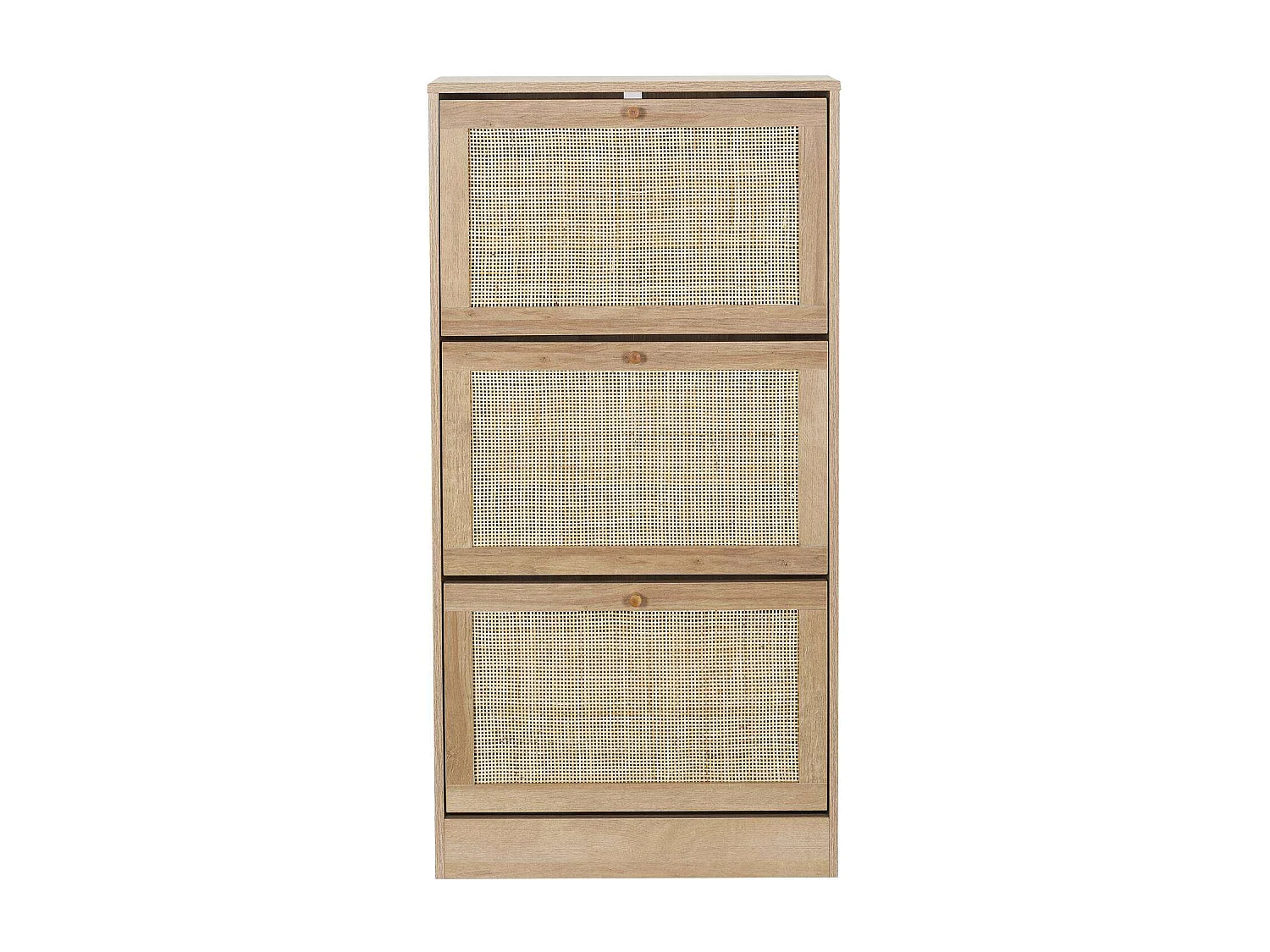 Meuble à chaussures 3 portes Bali en cannage - Marron