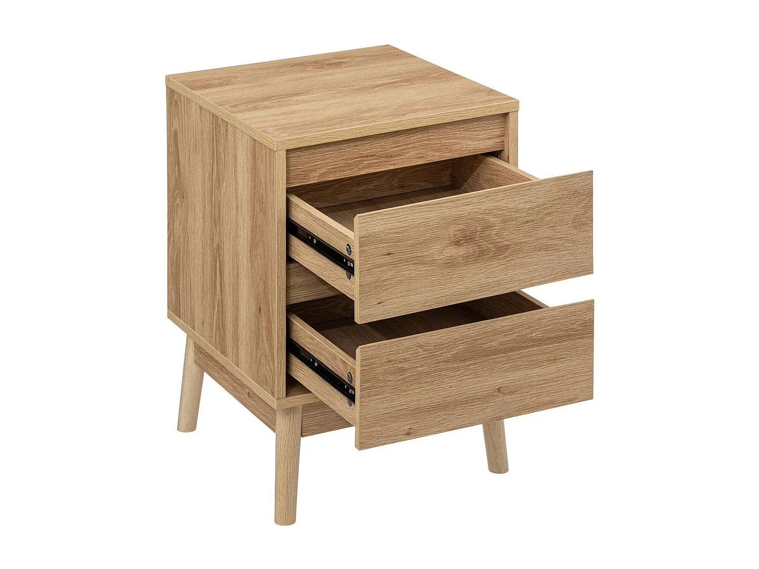 Table de chevet 2 tiroirs Liam en bois - Marron