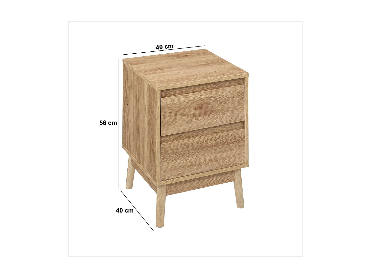 Table de chevet 2 tiroirs Liam en bois - Marron