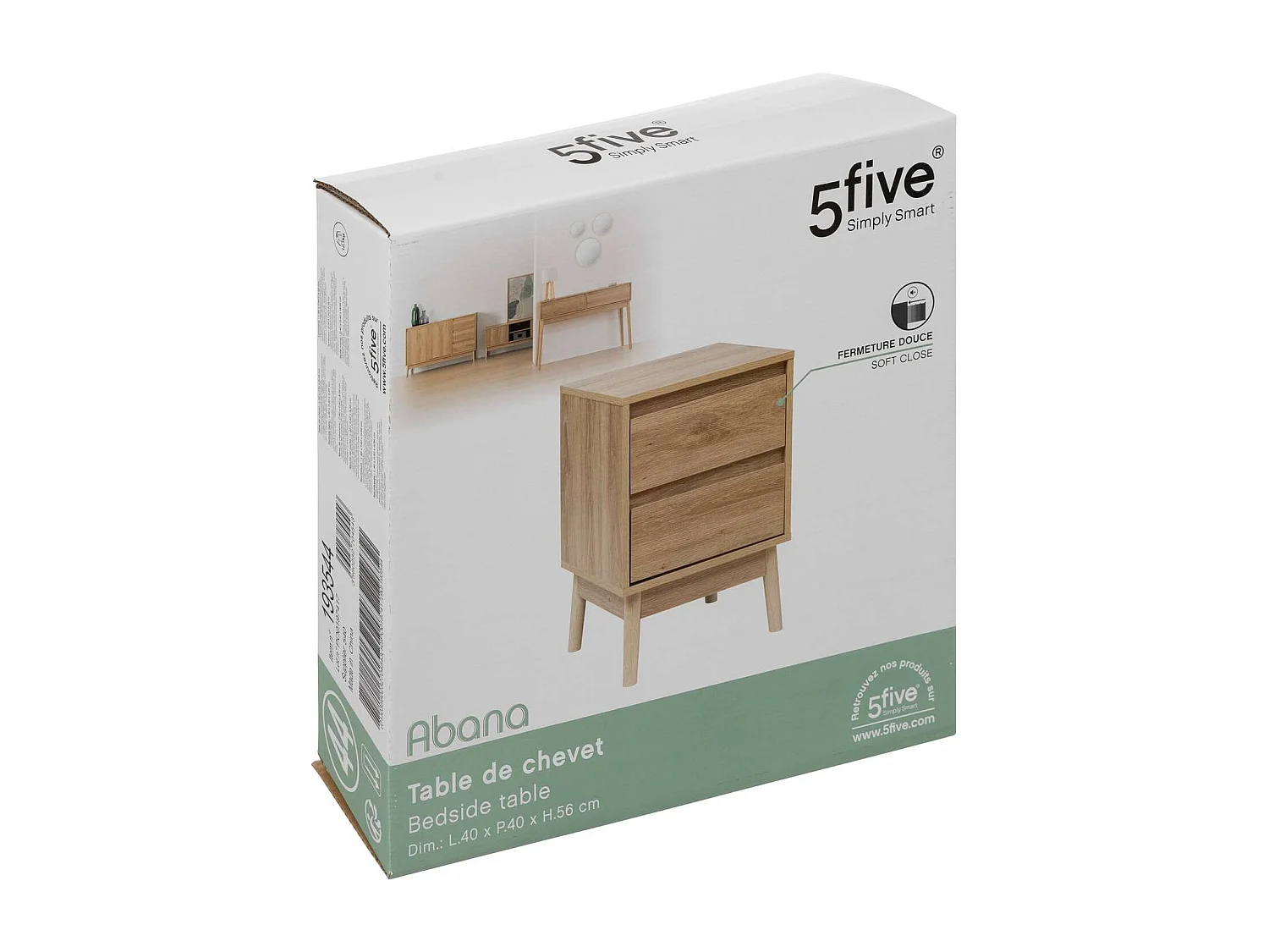 Table de chevet 2 tiroirs Liam en bois - Marron