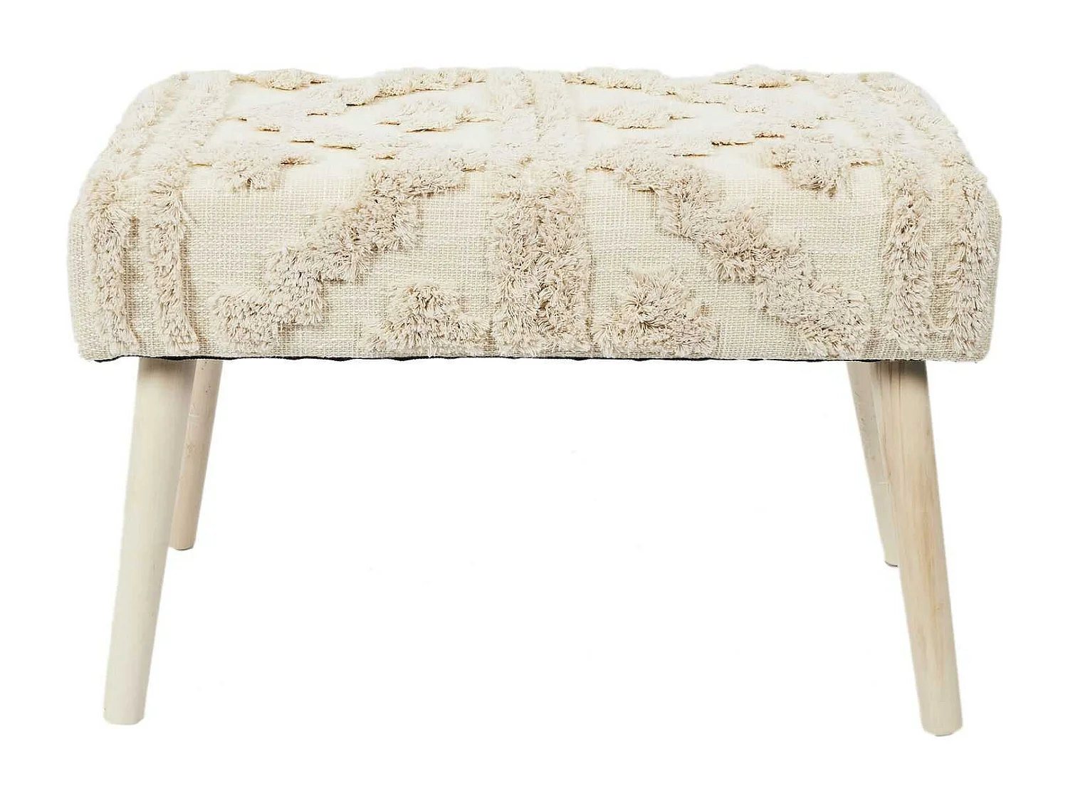 Banc Mirage avec détails motif en polyester et MDF - Beige et Blanc