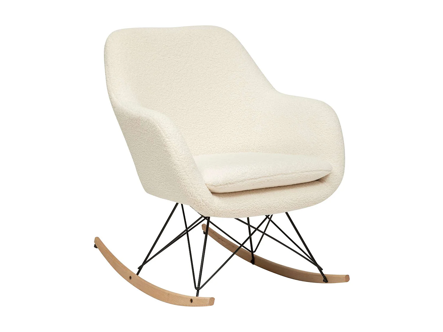 Fauteuil à bascule en bouclette OLMETO - Blanc