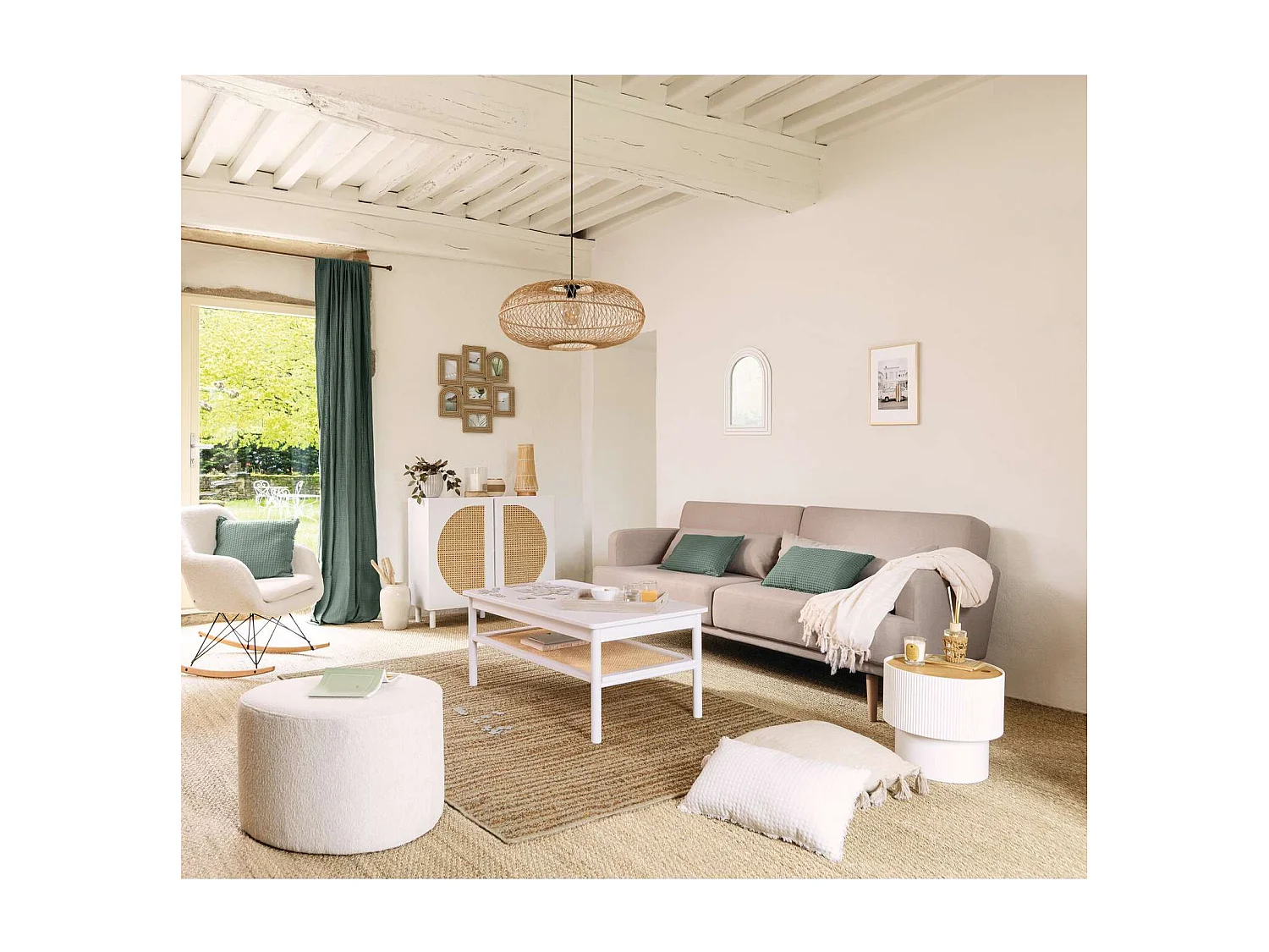 Fauteuil à bascule en bouclette OLMETO - Blanc