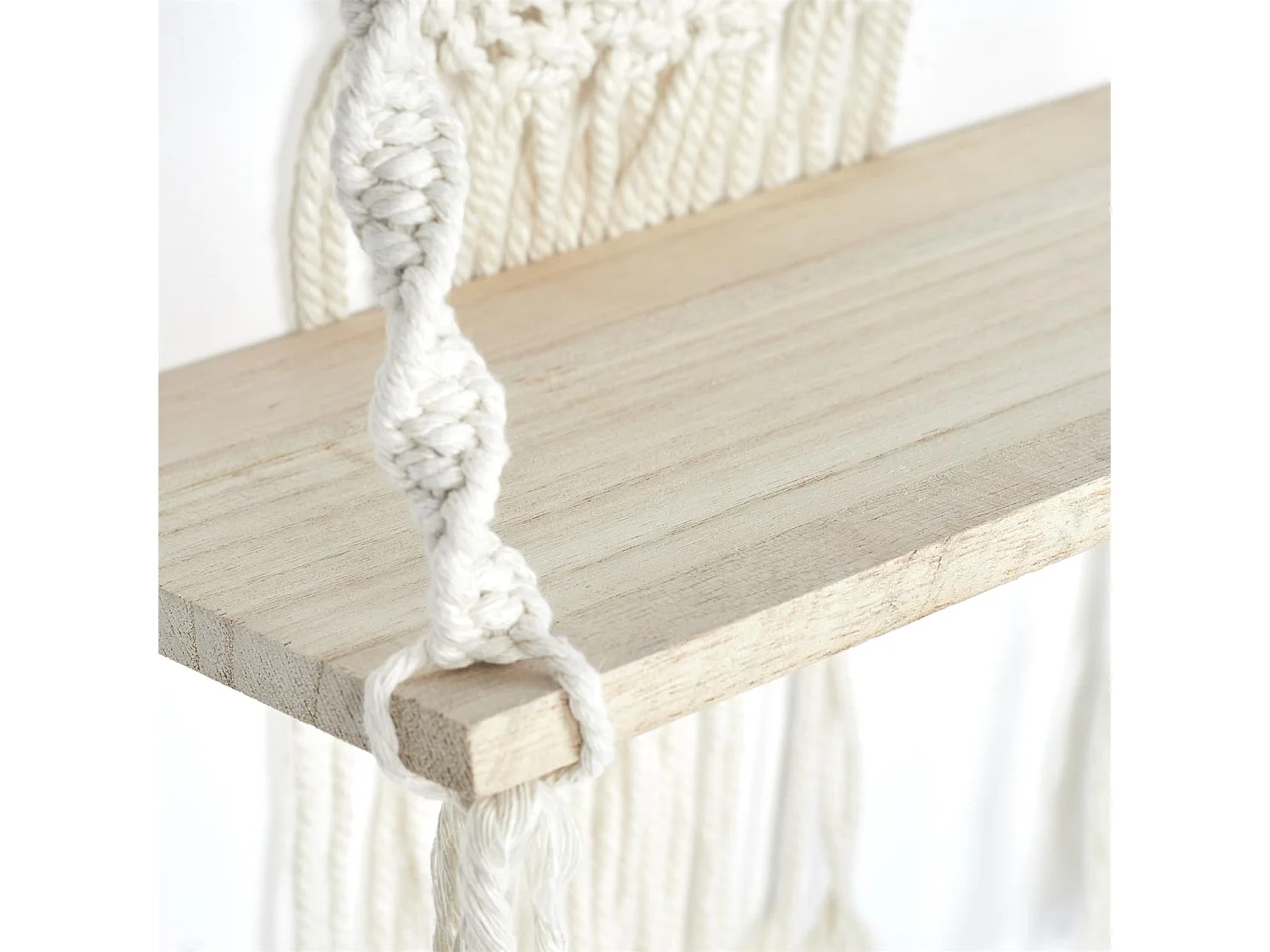Etagère murale bohème en macramé - Beige