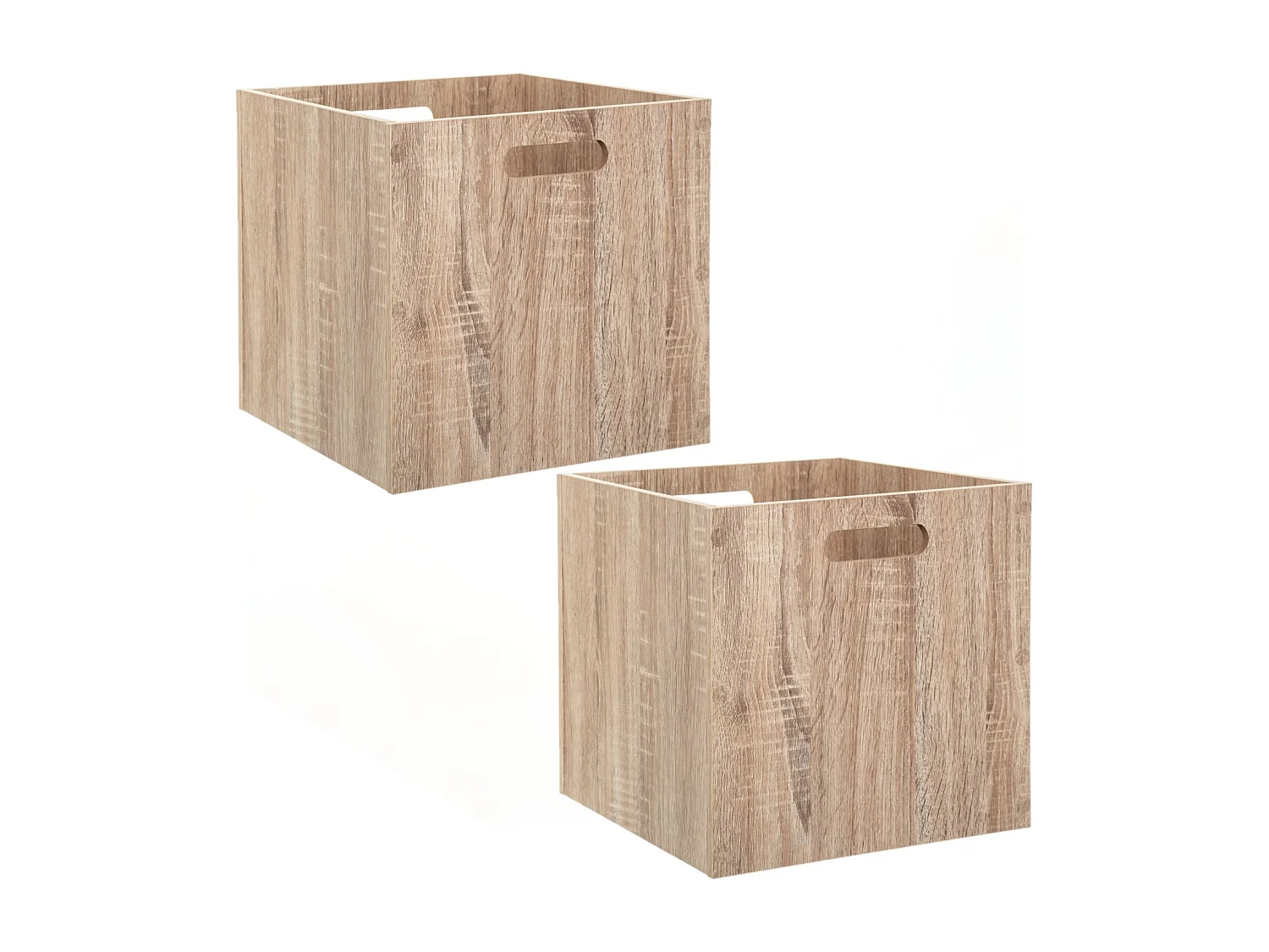Lot de 2 Boîtes de rangement effet bois en MDF Mix n' modul
