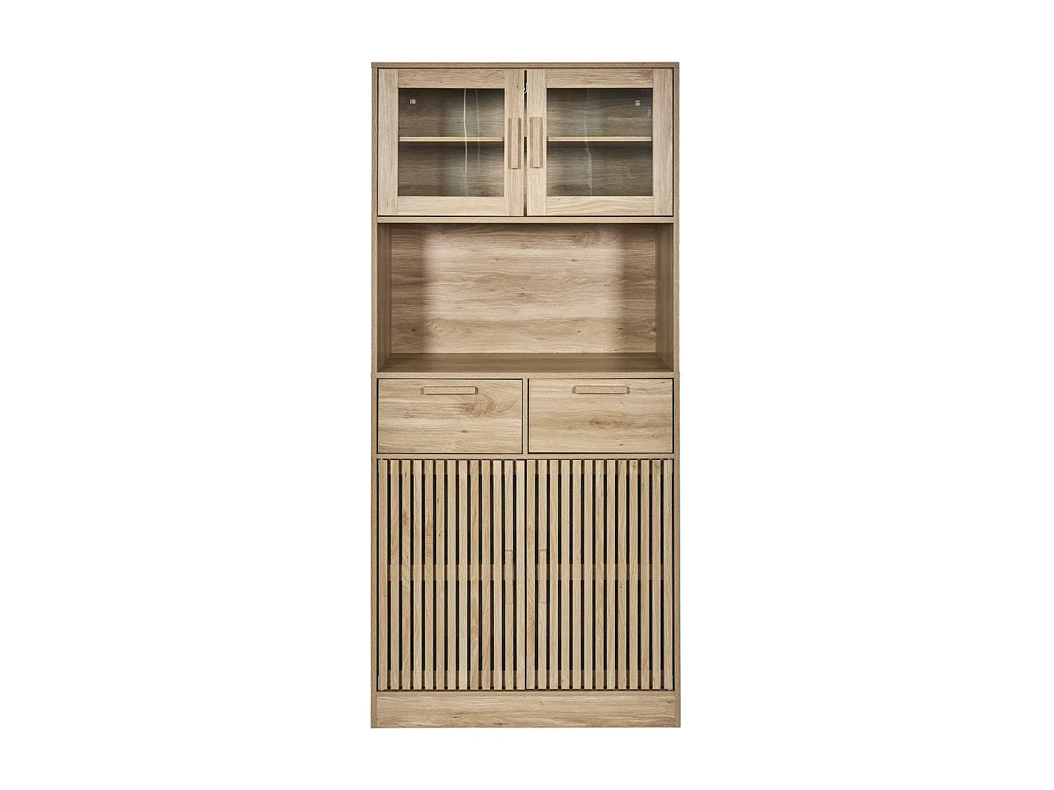 Buffet de cuisine 4 portes 2 tiroirs Saulk en bois - Marron