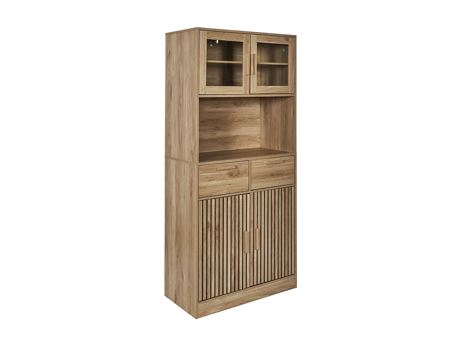 Buffet de cuisine 4 portes 2 tiroirs Saulk en bois - Marron