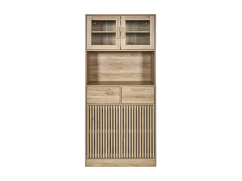 Buffet de cuisine 4 portes 2 tiroirs Saulk en bois - Marron