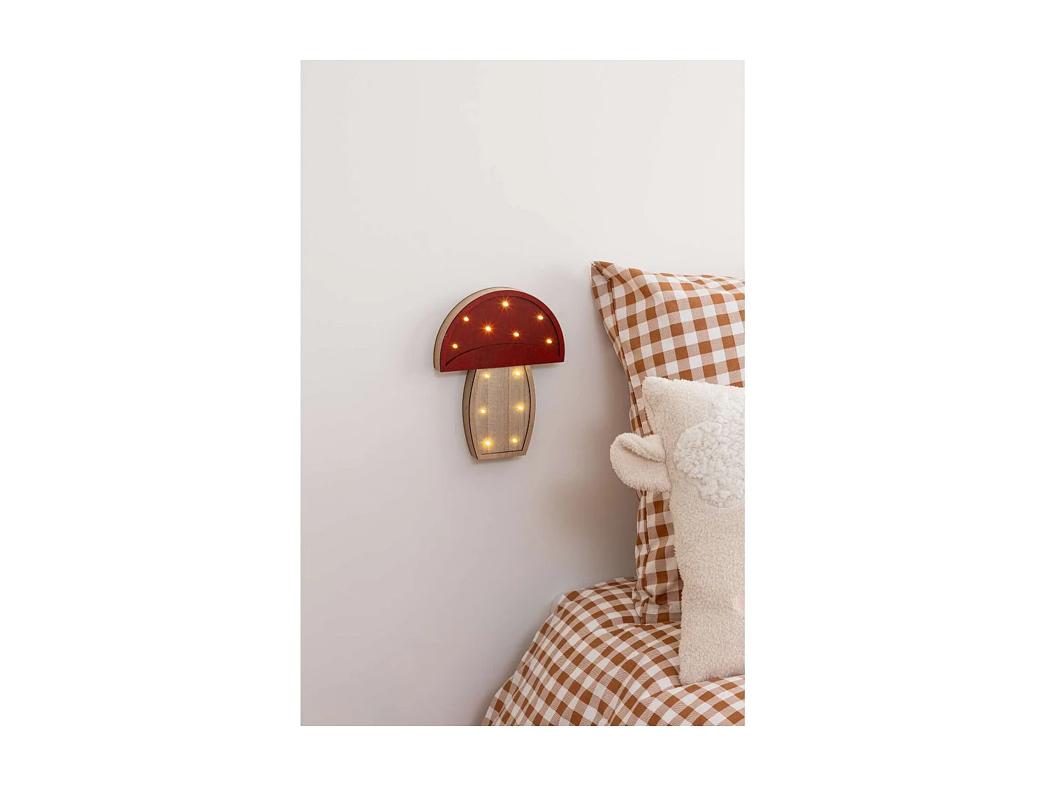 Lampe à suspendre CHAMPIGNON - H. 23 cm - Rouge et beige