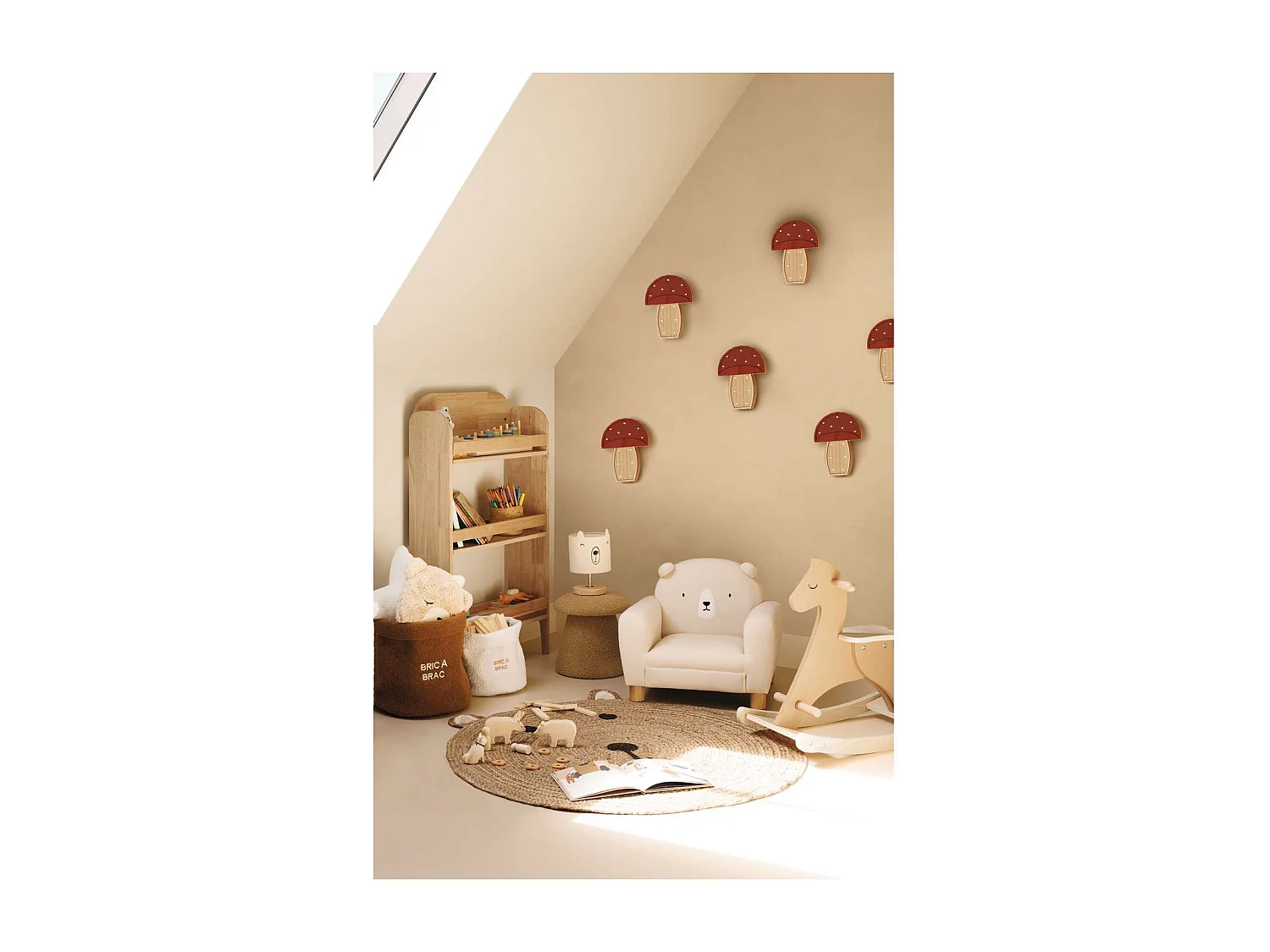 Lampe à suspendre CHAMPIGNON - H. 23 cm - Rouge et beige