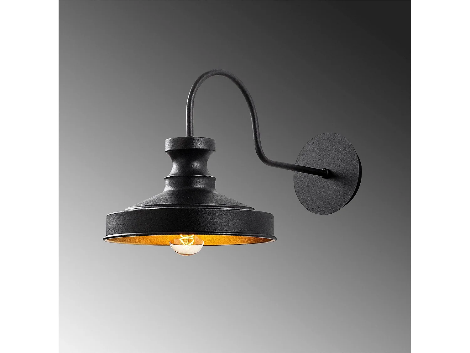 Applique murale dôme col de cygne Cardend Métal Noir