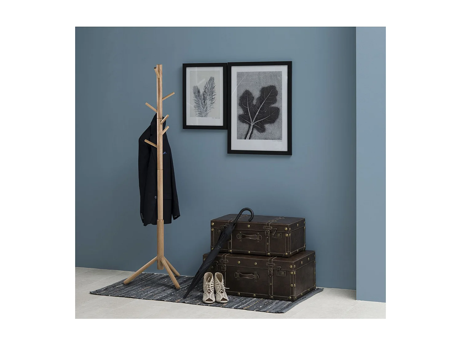 Porte manteau Briman à 7 accroches en bois d'Hévéa